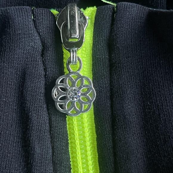 Catherines Jacket Womens 4X 30/32W Black Neon Green Zip Up Activewear Pockets - Picture 3 of 12